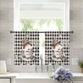 thumbnail image 3 of Coffee Gnomes Semi Sheer Curtains 45 Inch Length 2 Panels Set, Farmhouse Brown Bean Plaid Black Grey Sheer Kitchen Curtain Privacy Voile Window Curtain for Living Room Bedroom Rod Pocket Drapes, 3 of 7