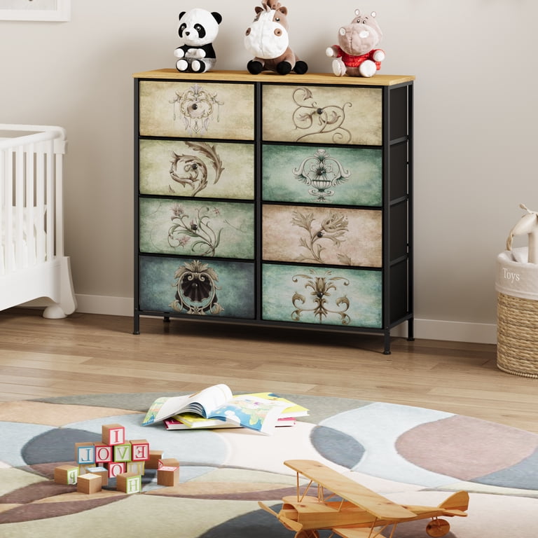 short dresser Dresser with 5 Faux Wood Drawers