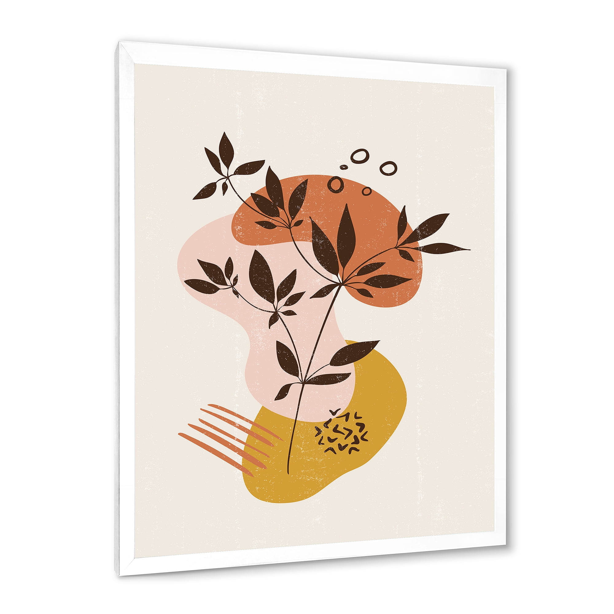 Designart 'Minimalist Shapes With Ancient Plant II' Modern Framed Art Print