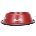 thumbnail image 1 of Cuenco de acero inoxidable para mascotas, comedero para perros y gatos, plato antideslizante resistente para perros con bonito estampado (rojo), 1 of 13