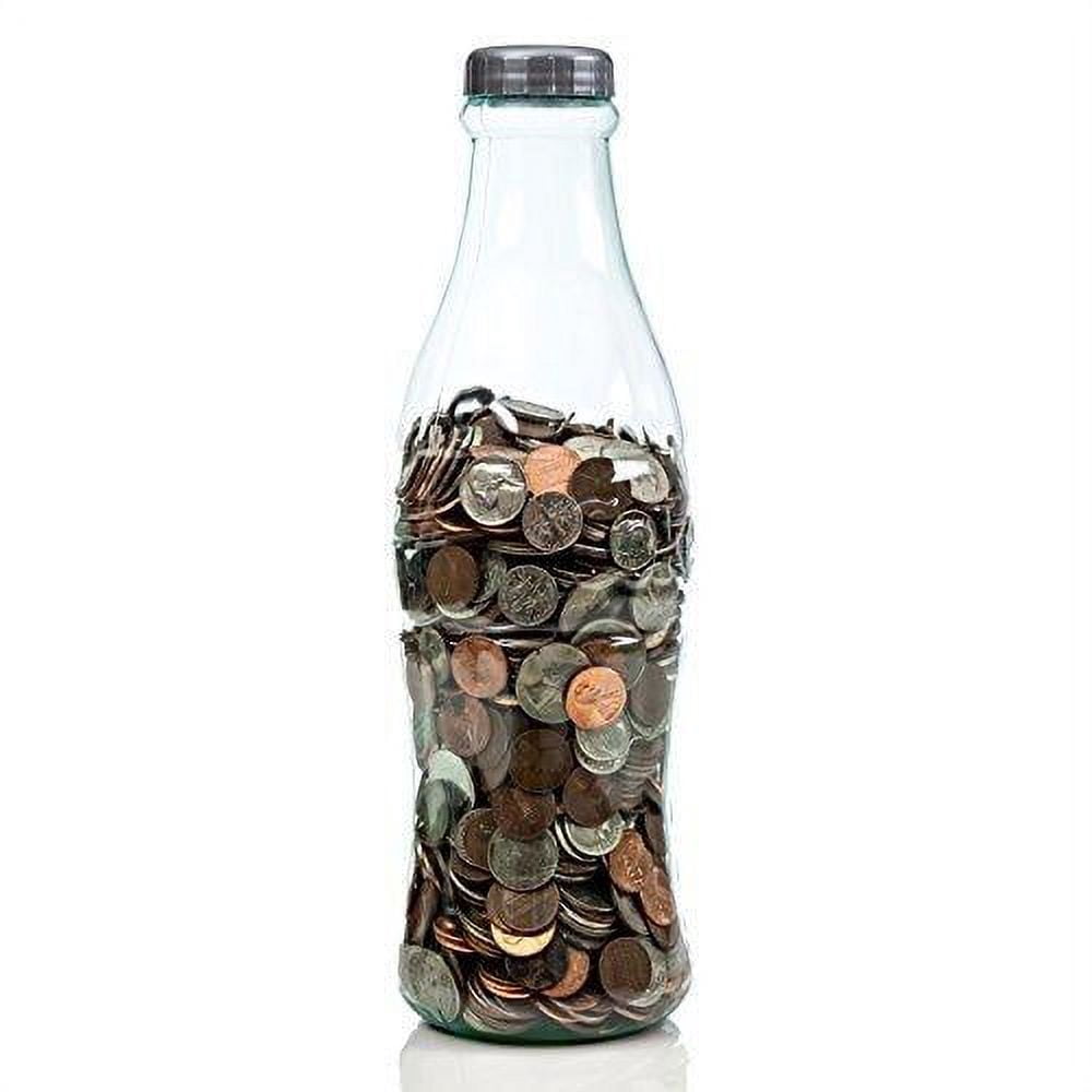 Coca-Cola Coke Bottle Bank for Saving and Storing Coins and Paper Money for Adults or Children 12 Inch Red or Clear Coin Bank