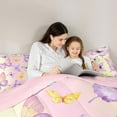 thumbnail image 5 of Homewish Kids Dreamy Butterfly Full Size Comforter Sets, Magic Animal Bedding Comforter Set, Yellow Purple Cartoon Reversible Bedding Sets, Luxury Bedroom Decor, 3-Piece, 5 of 8