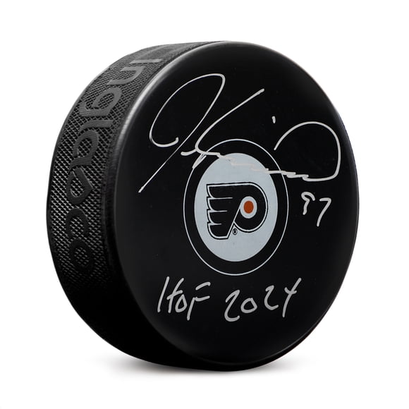 Jeremy Roenick Autographed Philadelphia Flyers Hockey Puck with HOF Note