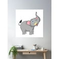 thumbnail image 2 of Cute Cartoon Elephant With Trunk Up And Big Blue Eyes Poster Wall Art, Modern Wall Decor For Living Room Bedroom, 30x30 UNFRAMED, 2 of 3