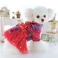 thumbnail image 5 of Coloody Small dogs teddy bears pet dog clothes christmas harness fall and winter dress sarong red cotton clothes(two-piece), 5 of 5