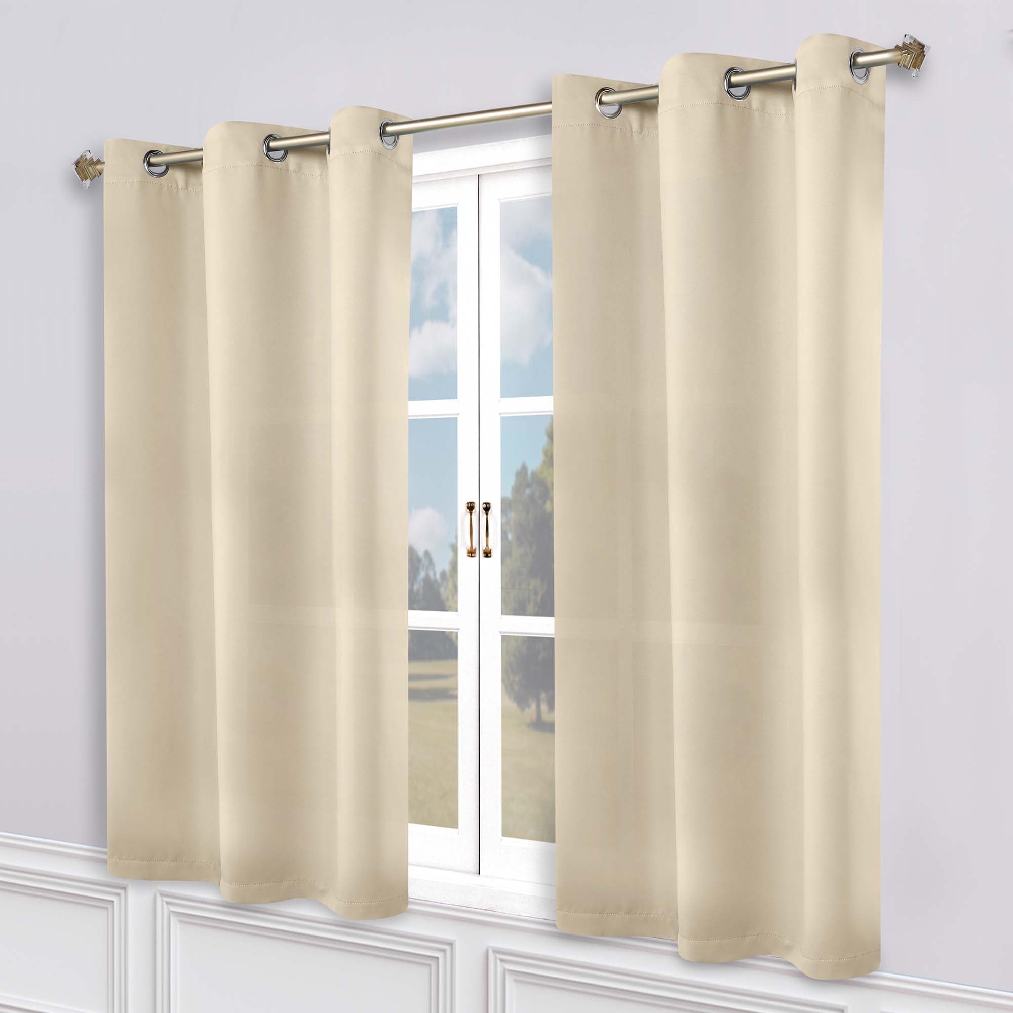 Superior Blackout Solid Light Filtering Grommet Curtain Panel Set, 46" x 63", Ivory