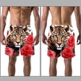 thumbnail image 3 of luoweisi Men's Beach Shorts Quick Dry Swim Trunks with Mesh Lining Rose and Leopard L, 3 of 5