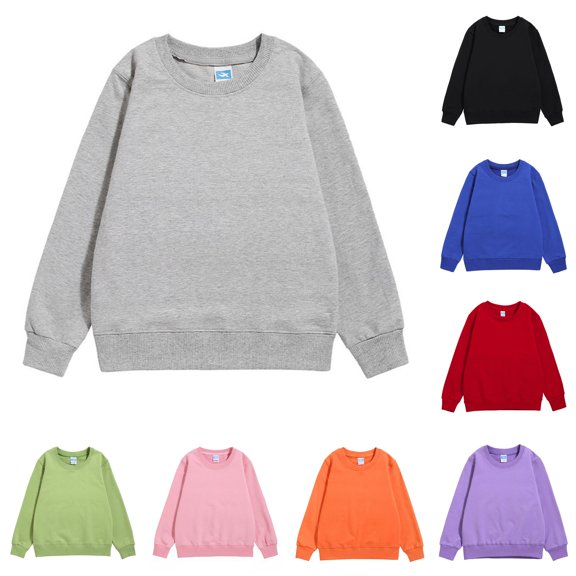 REDARER Crewneck Long Sleeve Cotton Pullover Sweatshirt Soft Casual Basic Daily Tops for Kids,9-11 Years