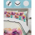 thumbnail image 4 of Spring Floral Queen Size Down Alternative Comforter, Lightweight Comforter Quilt Bedding Set with Pillow Shams Watercolor Summer Botanical Colorful All Seasons Bed Comforter Duvet Insert 90"x96", 4 of 7