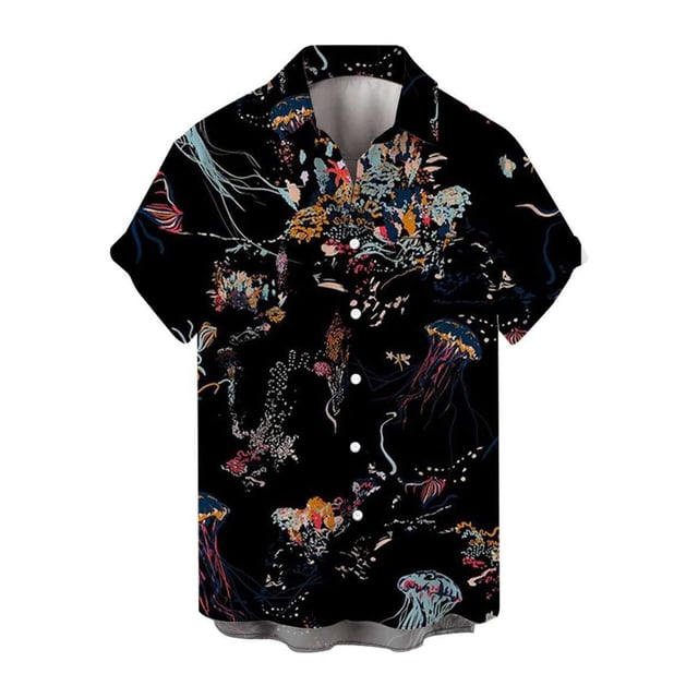 Camisas De Franela Para Hombre Camisa corta de verano con bolsillo de seis botones para hombre, camisa informal con estampado 3D para hombre (M, XXL)