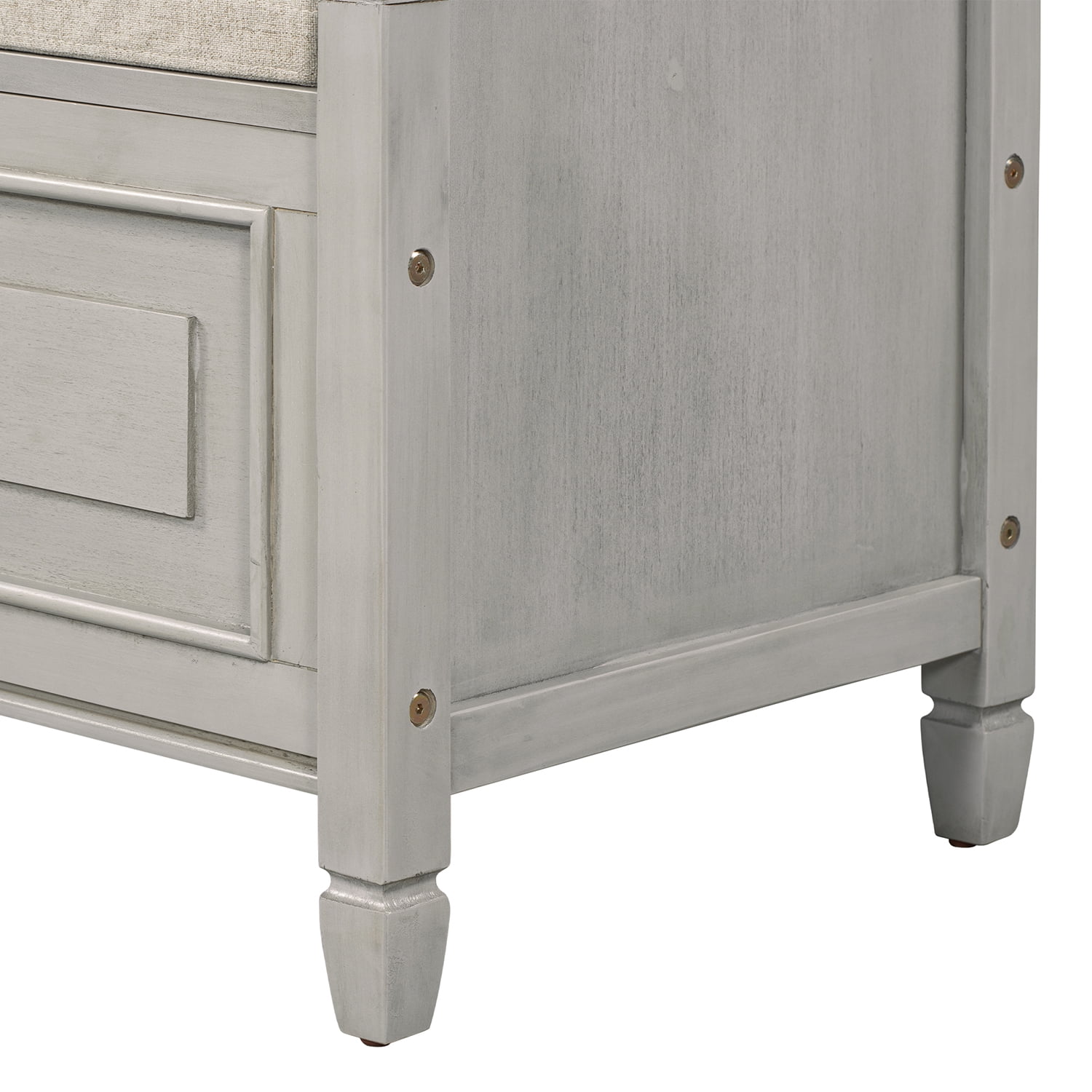 Kadyn 42" Entryway Multifunctional Storage Bench, Pine Storage Bench with Safety Hinge, Rustic Style Solid Wood Entryway Bench for Living Room, Gray Wash
