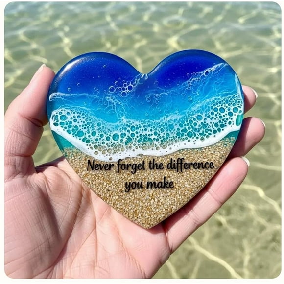 Decoration Ocean Pocket Heart Natural Heart Sea Fused Handmade Ocean Glass Ornament Mini Cute Handmade Glass Beach Pocket For Friend 1pc