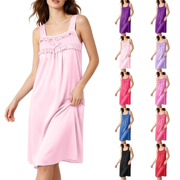 Lightweight Nightgowns for Women Zaewscy Women's Casual Home Wear Sleeveless Short Nightgown Pink Free Size