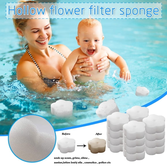 Solution de Nettoyage Efficace Éponge Absorbante en Forme de Fleur Creuse Spécialement Conçue pour Baignoire et Piscine Absorption Rapide de l'Huile pour Qualité de l'Eau Claire Pinces à Serviettes de Plage Porte-Serviettes de Piscine Salle de Bain