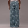 thumbnail image 6 of LWavelet Womens Polka Dot Wide Leg Pants High Waisted Belted Daily Casual Pants Light Blue L, 6 of 6