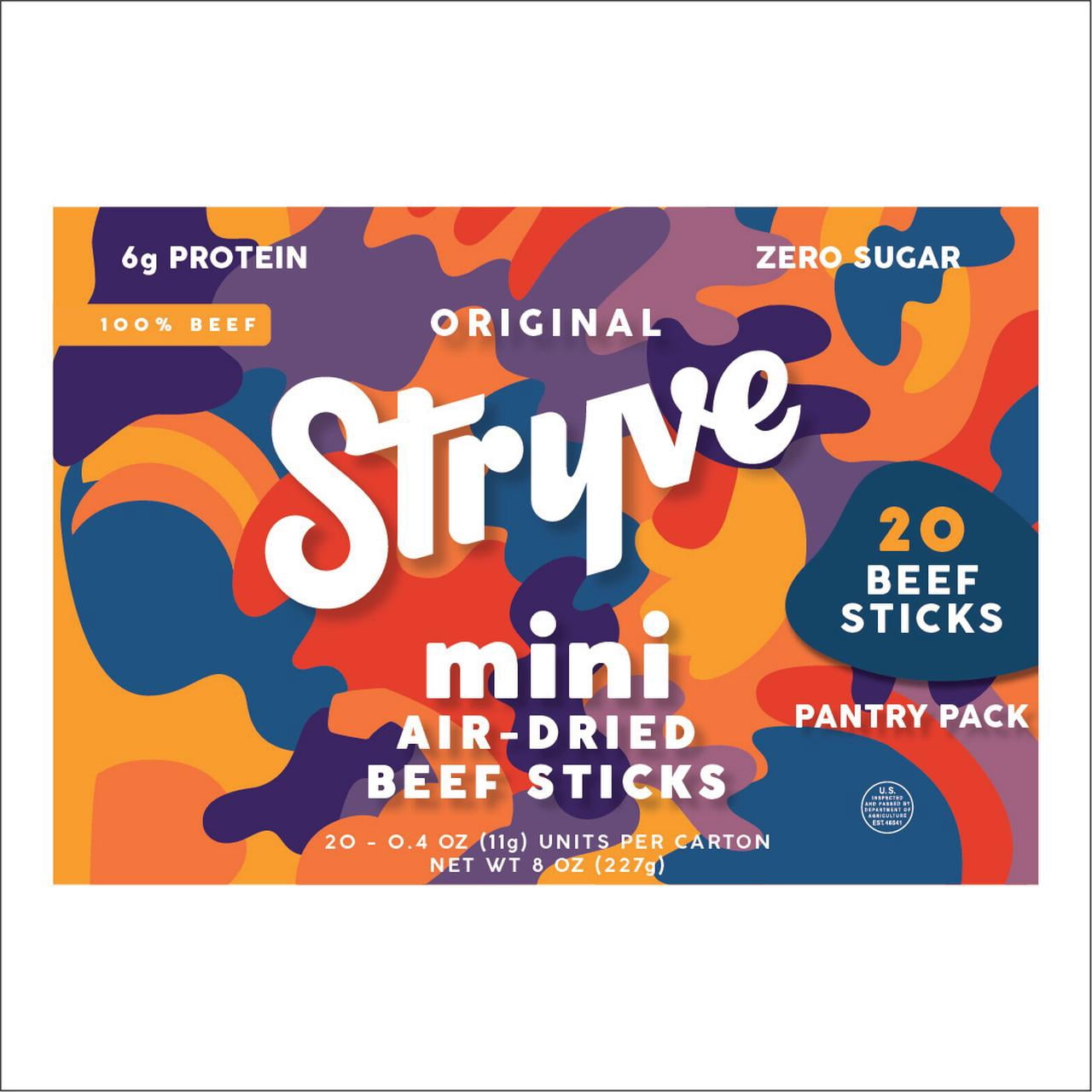 Stryve Zero Sugar Mini Air-Dried Beef Sticks .4oz 20 Count Multipack Bag