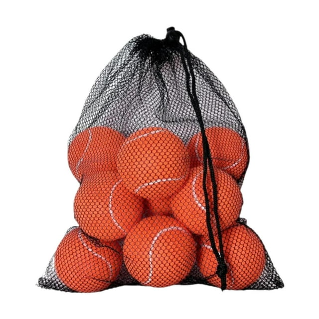 12 pelotas de tenis para perros, de 6,35 cm de diámetro, portátiles y con almacenamiento. Naranja