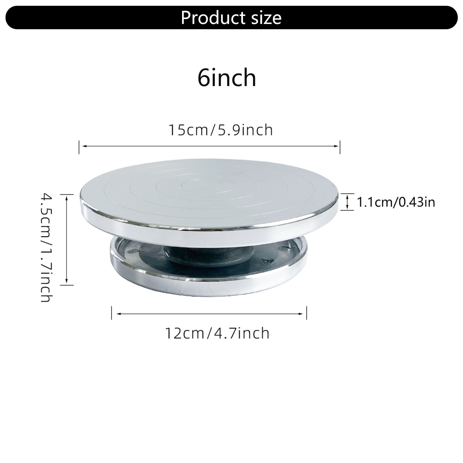 6/8/10/12in Pottery Turnable Wheel Rotated Turntable Sculpting Wheel Easy to Use Revolving Cake Turnable
