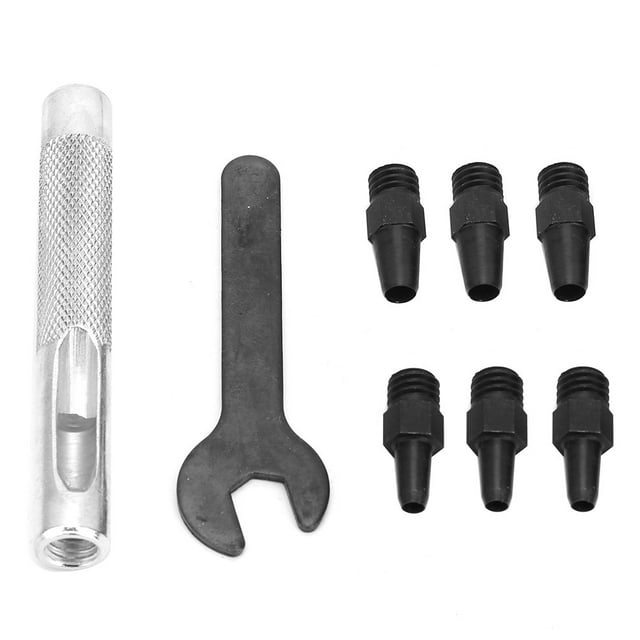 Juego de perforadoras de Agujero hueco de cuero, 6 uds., 2-4,5mm, perforadora de acero y cuero, herramienta de artesanía de cuero DIY