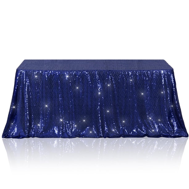 Mantel de lentejuelas Poise3eHome azul marino, 228 x 335 cm, rectangular