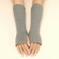 thumbnail image 2 of Clearance! Fdelink Women Autumn and Winter Solid Color Multicolor Wool Long Striped Knit Half Finger Gloves Hand Socks, 2 of 7