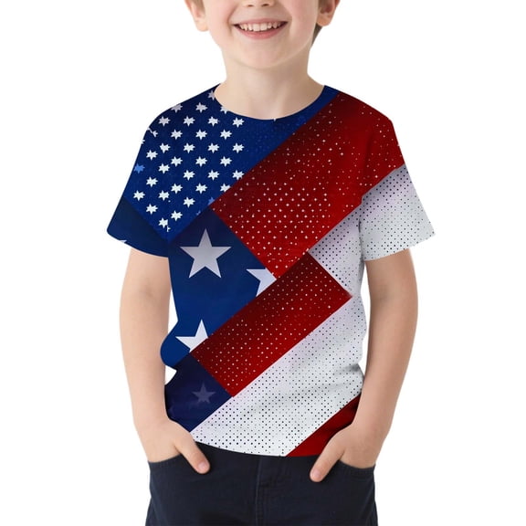 FAVIPT 4th of July Shirts Girl Kids 250 Years Boys American Flag Tee Stars and Stripes Shirt Red White Blue Independence Day Tops Multicolor,14-15Years