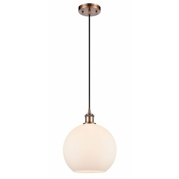 516-1P-AC-G121-10 Innovations Lighting Athens - 1 Light Cord Hung Mini Pendant In Industrial Style-13 Inches Tall and 10 Inches Wide-Antique Copper