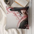 thumbnail image 3 of YINGXI  Floral Throw Pillow Cushion Cover, Dogwood Tree Blossom in Watercolor Painting Effect Spring Season Theme Pinkish Tones, Decorative Square Accent Pillow Case, Black Pink 18x18in, 3 of 5