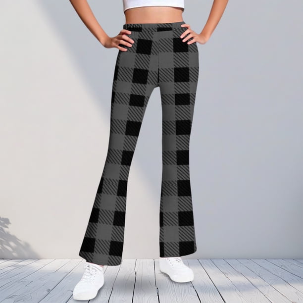 Pantalones largos con estampado para niñas, forrados de vellón para mayor calidez, pantalones largos casuales, leggings ligeramente acampanados, traje para niñas de 5 a 16 años.