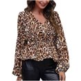 thumbnail image 1 of Top de mujer con temperamento de manga farol en la cintura con cuello en V de otoño e invierno para mujer Pompotops  FGAJ14267, 1 of 9