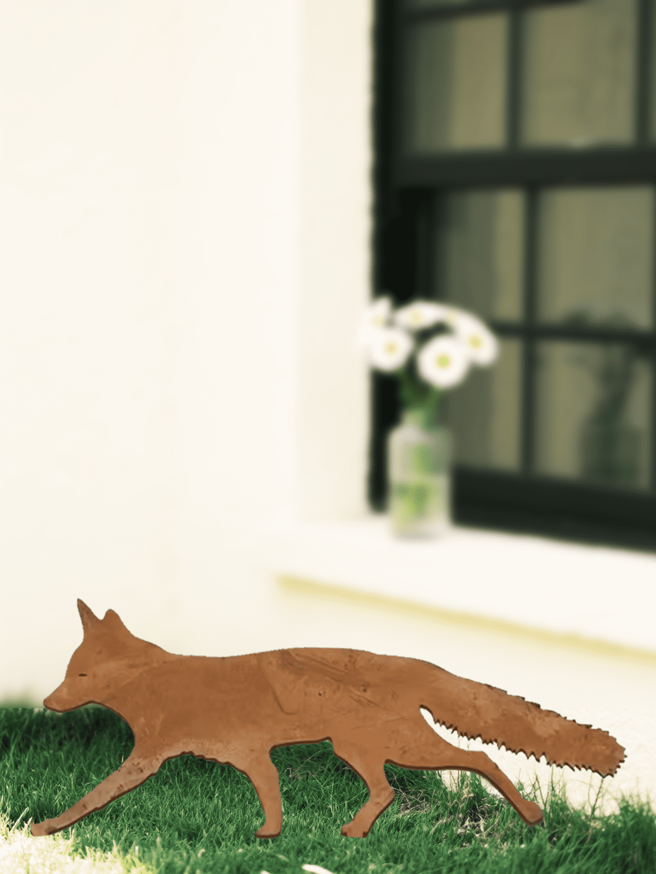 Rustic Metal Garden Stake, Halloween Fox Decor, Charming Outdoor Statue & Wall Sculpture for Yard Enhancement, Unique Rustic Metal Art