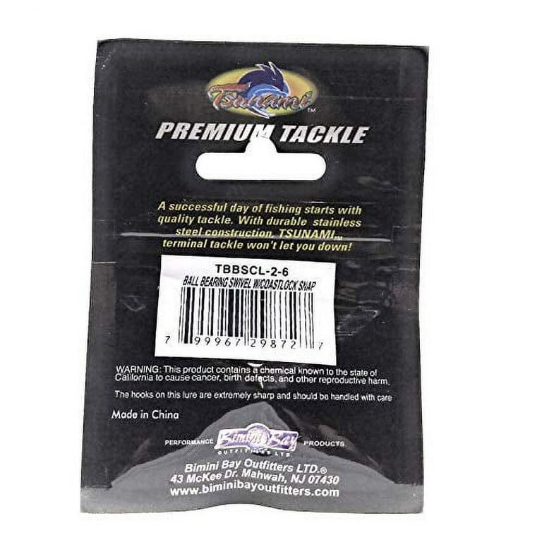 Tsunami Ball bearing 6 snap Swivel Coastlock TBBSCL-4-6 88lb size 4