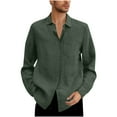 thumbnail image 2 of Horkkom Mens Long Sleeve Button Down Shirts Solid Color Dress Shirts Casual Loose Work Shirts with Pocket L, 2 of 6