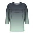 thumbnail image 4 of EchfiProm Green Tops for Women Casual Shirts Plus Size Crew Neck Tunic Blouse Pleated 3/4 Sleeve Womens, 4 of 5