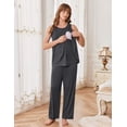 thumbnail image 3 of Ekouaer Maternity Nursing Robe Set 3 Pieces Sleeveless Top, Pregnancy Pants & Robe Double Layer Pajamas, 3 of 6