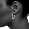 thumbnail image 5 of X & O Women's Rose Gold Plated 20mm J-Hoop Earrings with White Crystals, 5 of 8