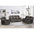 thumbnail image 3 of Hybition 3-Piece Living Room Set, PU Leather Reclining Sofa Set, Hidden Console with Cup Holders, Storage Box-Color:Grey, 3 of 7