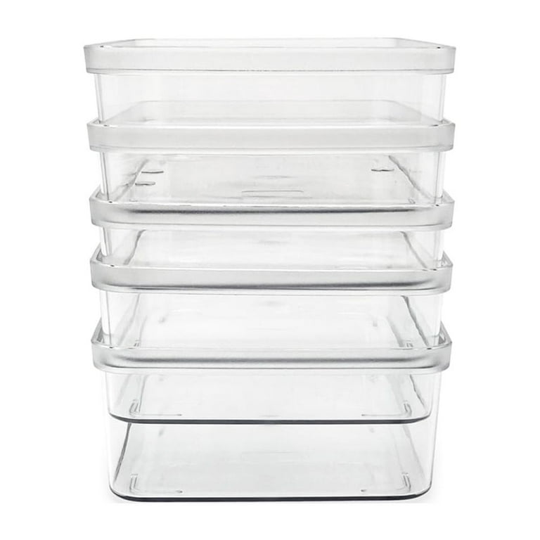 Isaac Jacobs 3-Pack Medium Clear Plastic Storage Bins w/Handles, Fridge/Freezer/Food Safe, BPA Free