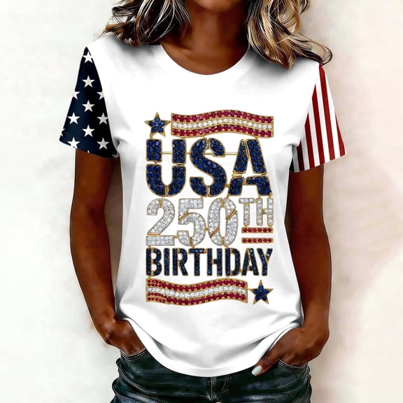 MAIHAN 250th Anniversary T-Shirt Patriotic Shirt 4th Of July Tee Tops 250 Years Independence Tee Womens Summer Tops Plus Size T Shirts for Women