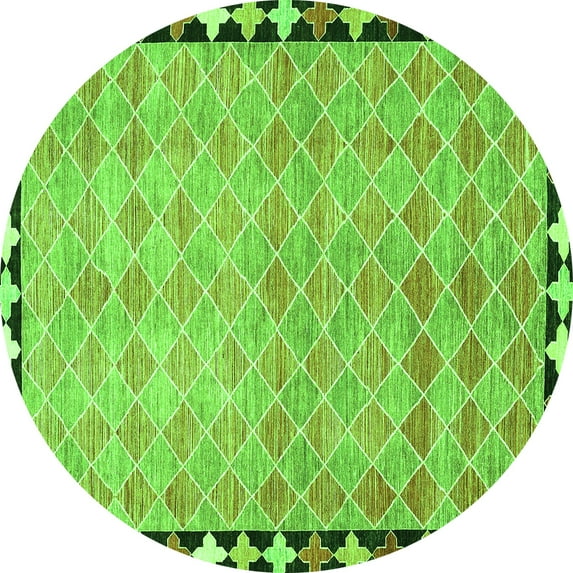 Ahgly Company Machine Washable Indoor Round Southwestern Green Country Area Rugs, 6' Round