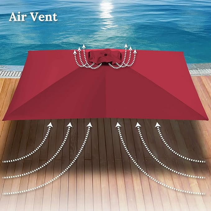 SOLAXO 6-Rib 10'x6.5' Patio Umbrella Replacement Canopy for Outdoor