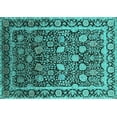 thumbnail image 1 of Ahgly Company Machine Washable Indoor Rectangle Oriental Turquoise Blue Industrial Area Rugs, 6' x 9', 1 of 4
