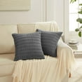 thumbnail image 6 of AWLYLNLL Pack of 2 Corduroy Decorative Throw Pillow Covers 18x18 Inch Soft Boho Striped Pillow Covers Modern Farmhouse Home Decor for Sofa Living Room Couch Bed Dark Grey, 6 of 6