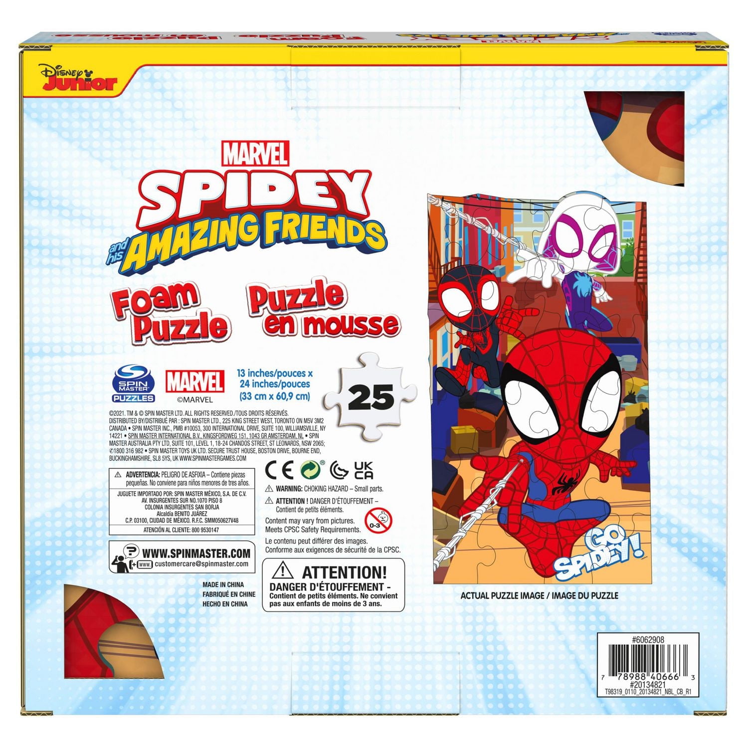 Marvel, 25-Piece Jigsaw Foam Squishy Puzzle Go Spidey! Disney Junior Spidey and his Amazing Friends Show, for Kids Ages 4 and up