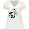 thumbnail image 3 of Inktastic Happy Halloween with Dancing Skeleton Women's Plus Size V-Neck T-Shirt, 3 of 5