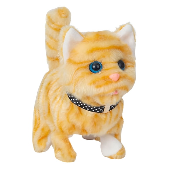 BESTSKY Electric Plush Cat Simulated Meowing Walking Tail Wagging Cute Kitten Plushies Companion Soothe Toy Simulation Pet Plush Kitten Electric Toy