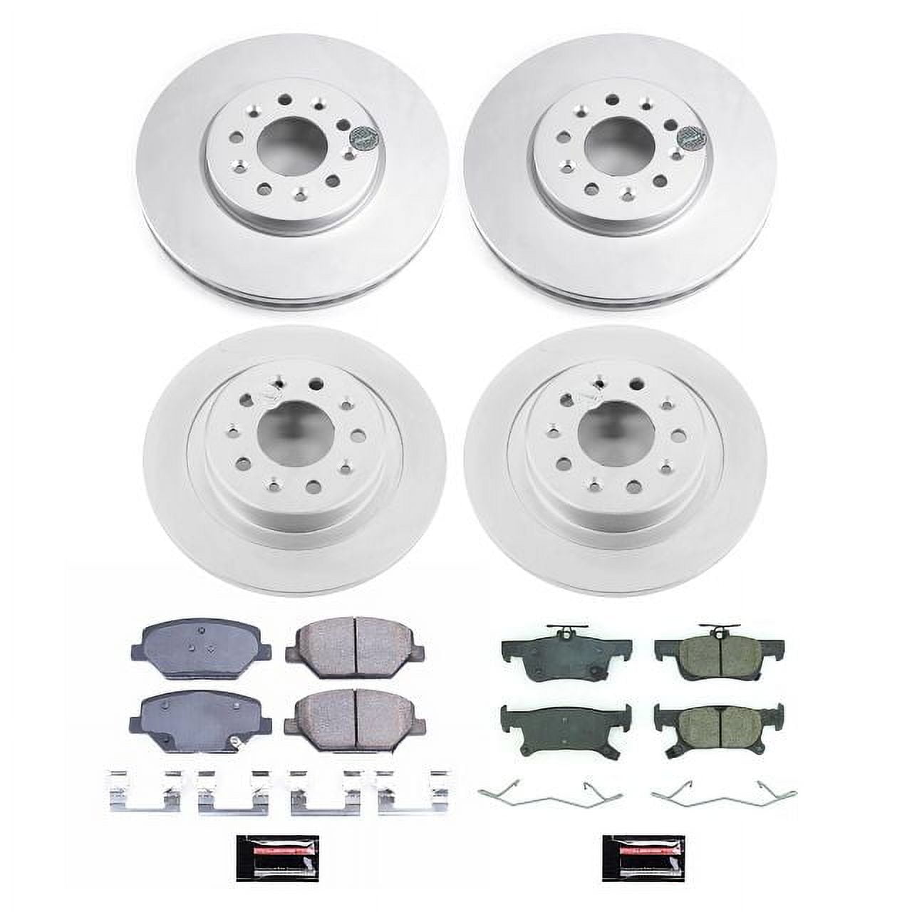 PowerStop Front and Rear Geomet Coated Brake Rotor and Pad Kit Fits: BUICK Select Models CRK8632