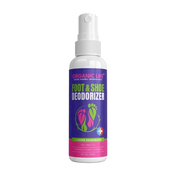 Organic Life Foot & Shoe Deodorizer, Natural Foot Spray with Tea Tree & Witch Hazel, 4 fl oz