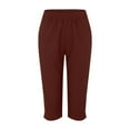thumbnail image 3 of Capri Pants for Women 2025 Solid Color Lightweight Straight Leg Casual Loose Capris with Pockets Womens Cropped Pants, 3 of 5