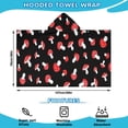 thumbnail image 2 of Red Mushroom Polka Dot Black Pattern Hooded Bath Towel，50"x30" for Ages 3 To 12 Kids, Quick Dry Lightweight Soft Microfiber Hood Beach Towel Cover Up for Kids, 2 of 7
